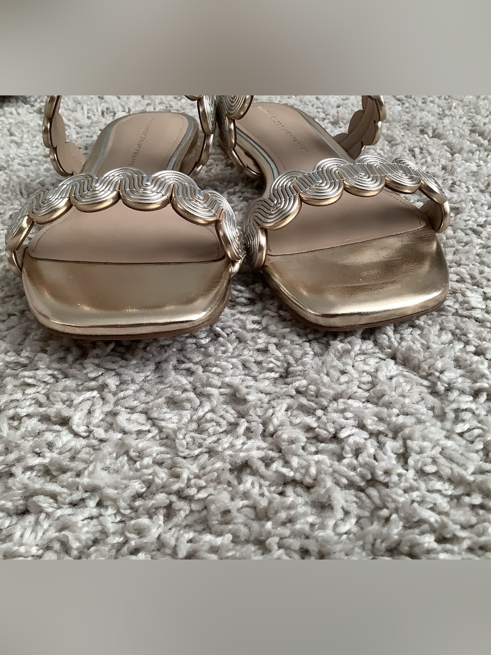 WORN ONCE! White House Black Market Mixed Metal Flat Sandal - Picture 7 of 9